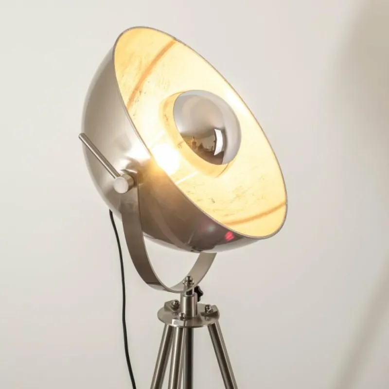 hofstein Lampadaire Maloy Chrome, Nickel mat, 1 lumière* Lampadaires Et Lampes Sur Pied