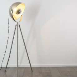 hofstein Lampadaire Maloy Chrome, Nickel mat, 1 lumière* Lampadaires Et Lampes Sur Pied