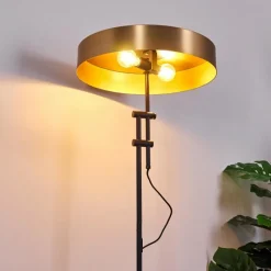 Lampes Industrielles-hofstein Lampadaire Manaus Noir, 2 lumières