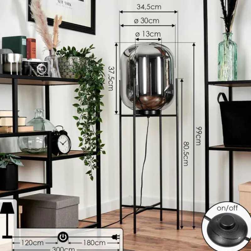 hofstein Lampadaire Manzano Noir, 1 lumière