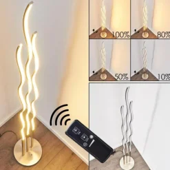 hofstein Lampadaire Mapleton LED Nickel mat, 3 lumières, Télécommandes