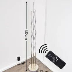 hofstein Lampadaire Mapleton LED Nickel mat, 3 lumières, Télécommandes