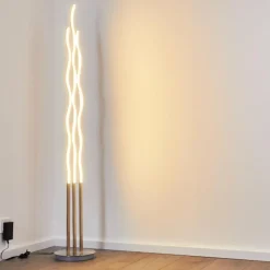 hofstein Lampadaire Mapleton LED Nickel mat, 3 lumières, Télécommandes