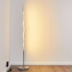 hofstein Lampadaire Mapleton LED Nickel mat, 3 lumières, Télécommandes