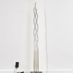 hofstein Lampadaire Mapleton LED Nickel mat, 3 lumières, Télécommandes