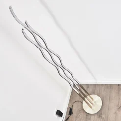 hofstein Lampadaire Mapleton LED Nickel mat, 3 lumières, Télécommandes