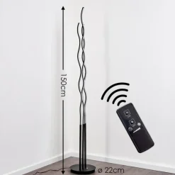 hofstein Lampadaire Mapleton LED Noir, 3 lumières, Télécommandes