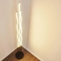 hofstein Lampadaire Mapleton LED Noir, 3 lumières, Télécommandes