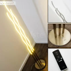 hofstein Lampadaire Mapleton LED Nickel mat, 3 lumières, Télécommandes