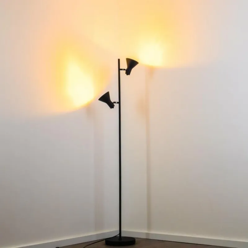 Lampes Dorées-hofstein Lampadaire Mavas Noir, 2 lumières