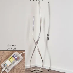 hofstein Lampadaire Medle LED Nickel mat, 1 lumière* Éclairage Led