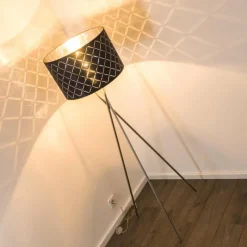 Lampes En Tissu-hofstein Lampadaire Meldal Nickel mat, 1 lumière