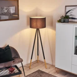 Lampes En Tissu-hofstein Lampadaire Menocal Bois clair, Noir, 1 lumière