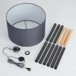 Lampes En Tissu-hofstein Lampadaire Menocal Bois clair, Noir, 1 lumière