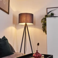 Lampes En Tissu-hofstein Lampadaire Menocal Bois clair, Noir, 1 lumière