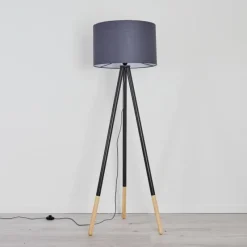 Lampes En Tissu-hofstein Lampadaire Menocal Bois clair, Noir, 1 lumière