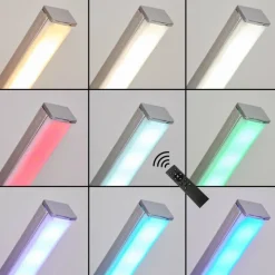 hofstein Lampadaire Minacar LED Nickel mat, 1 lumière, Télécommandes, Changeur de couleurs