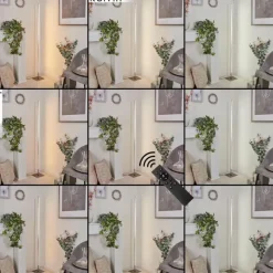 hofstein Lampadaire Minacar LED Nickel mat, 1 lumière, Télécommandes, Changeur de couleurs