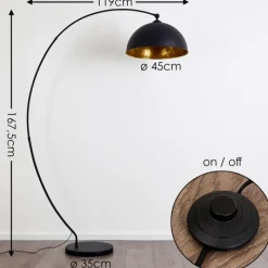 Lampes Dorées-hofstein Lampadaire Miranda Noir, 1 lumière