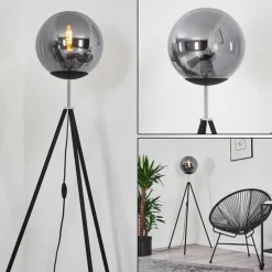 Suspension Verre Fumé-hofstein Lampadaire Murter Noir, 1 lumière