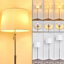 Lampes En Tissu-hofstein Lampadaire Neuville Nickel mat, 3 lumières