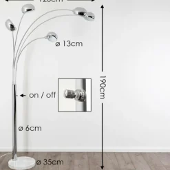 hofstein Lampadaire Nikkala Chrome, 5 lumières