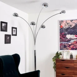 hofstein Lampadaire Nikkala Chrome, Blanc, 5 lumières