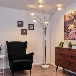 hofstein Lampadaire Nikkala Chrome, Blanc, 5 lumières