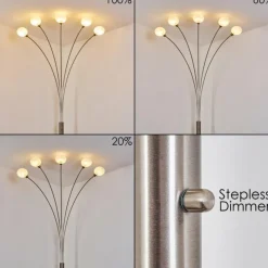 hofstein Lampadaire Nikkala Nickel mat, 5 lumières