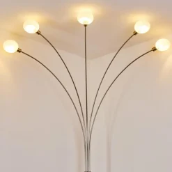 hofstein Lampadaire Nikkala Nickel mat, 5 lumières