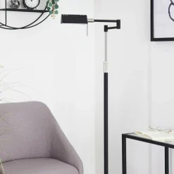 hofstein Lampadaire Norrlida LED Chrome, Noir, 1 lumière* Éclairage Led