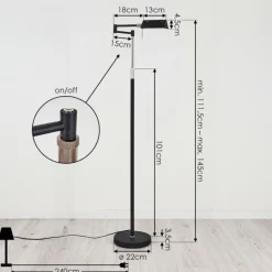 hofstein Lampadaire Norrlida LED Chrome, Noir, 1 lumière* Éclairage Led