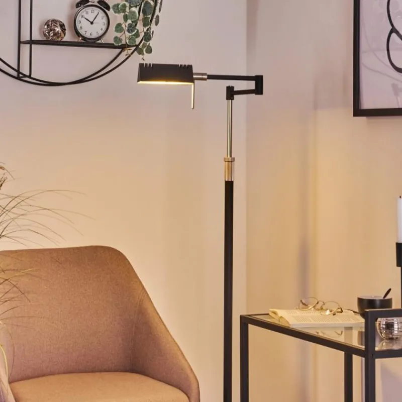 hofstein Lampadaire Norrlida LED Chrome, Noir, 1 lumière* Éclairage Led