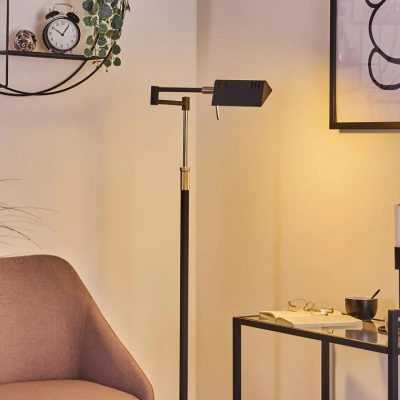 hofstein Lampadaire Norrlida LED Chrome, Noir, 1 lumière* Éclairage Led