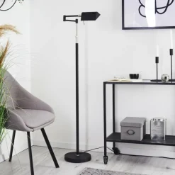 hofstein Lampadaire Norrlida LED Chrome, Noir, 1 lumière* Éclairage Led