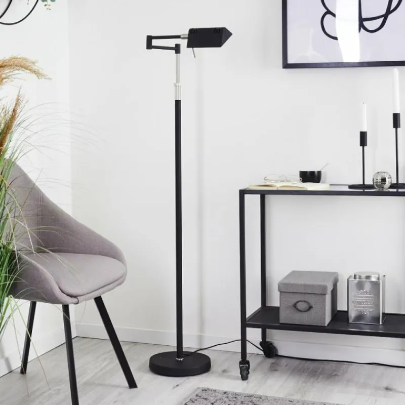 hofstein Lampadaire Norrlida LED Chrome, Noir, 1 lumière* Éclairage Led