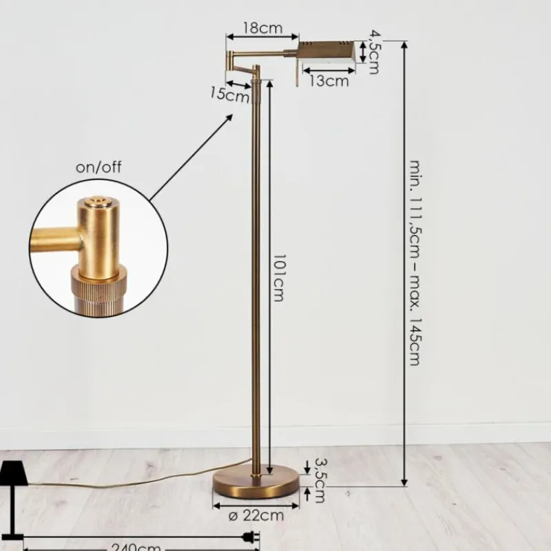 Lampes Art Déco-hofstein Lampadaire Norrlida LED Laiton, 1 lumière