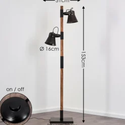 Lampes Industrielles-hofstein Lampadaire Oksbol Brun foncé, Gris, Acier brossé, 2 lumières