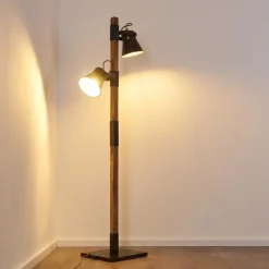 Lampes Industrielles-hofstein Lampadaire Oksbol Brun foncé, Gris, Acier brossé, 2 lumières