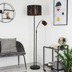 Lampes En Tissu-hofstein Lampadaire Opatija Chrome, Noir, 2 lumières
