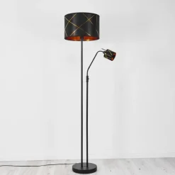 Lampes En Tissu-hofstein Lampadaire Opatija Chrome, Noir, 2 lumières