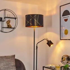 Lampes En Tissu-hofstein Lampadaire Opatija Chrome, Noir, 2 lumières