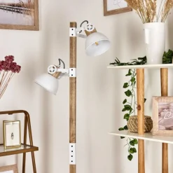 Lampes Vintages & Rétros-hofstein Lampadaire Orny Écru, Blanc, 2 lumières