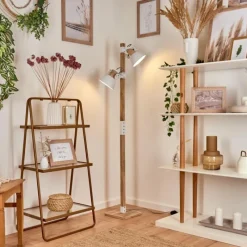 Lampes Vintages & Rétros-hofstein Lampadaire Orny Écru, Blanc, 2 lumières