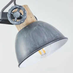Lampes Industrielles-hofstein Lampadaire Orny Gris, Bois clair, 2 lumières