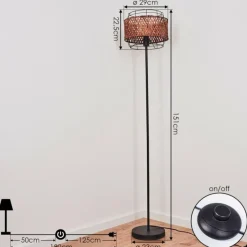 Style Boho-Chic-hofstein Lampadaire Otta Noir, 1 lumière