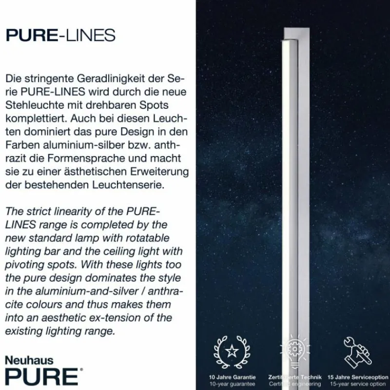 Luminaires Paul Neuhaus Lampadaire Paul Neuhaus PURE-LINES LED Aluminium, 1 lumière, Télécommandes* Lampadaires Et Lampes Sur Pied
