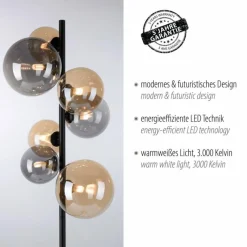 Suspension Verre Fumé-Luminaires Paul Neuhaus Lampadaire Paul Neuhaus POPSICLE LED Noir, 7 lumières
