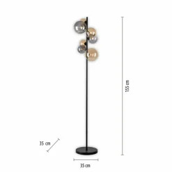 Suspension Verre Fumé-Luminaires Paul Neuhaus Lampadaire Paul Neuhaus POPSICLE LED Noir, 7 lumières