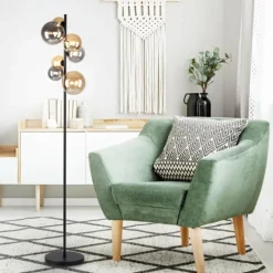 Suspension Verre Fumé-Luminaires Paul Neuhaus Lampadaire Paul Neuhaus POPSICLE LED Noir, 7 lumières